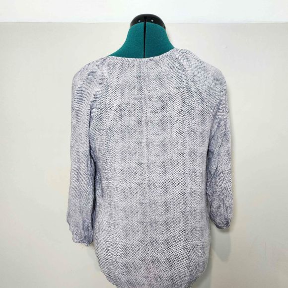 Women's Large Black and White Anne Carson Print Top Shirt Business Casual Blouse - Picture 2 of 5